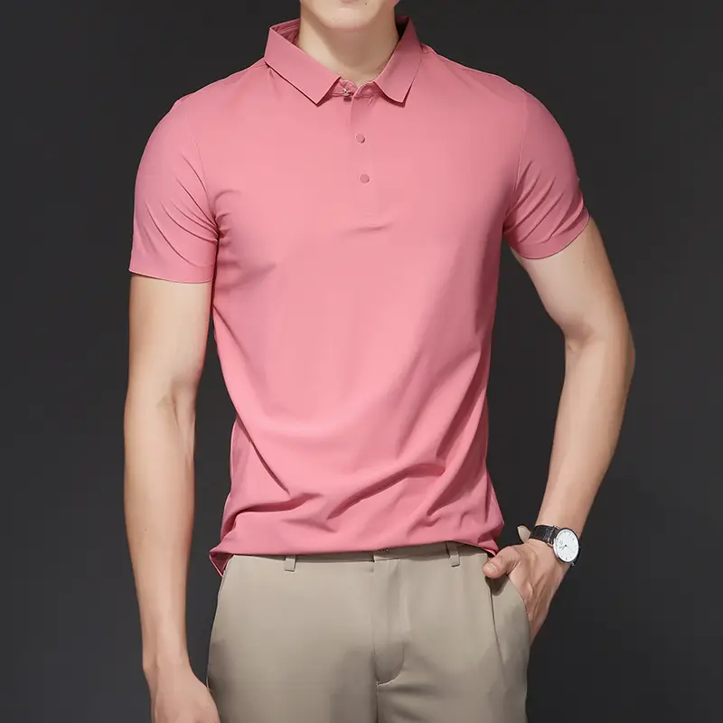 Men's Light Brown Polo T-Shirt Short Sleeve Business Casual - Image 17