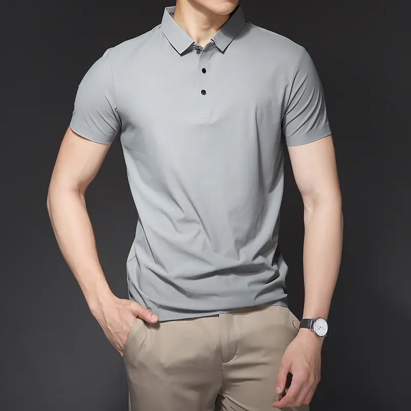 Men's Light Brown Polo T-Shirt Short Sleeve Business Casual - Image 19