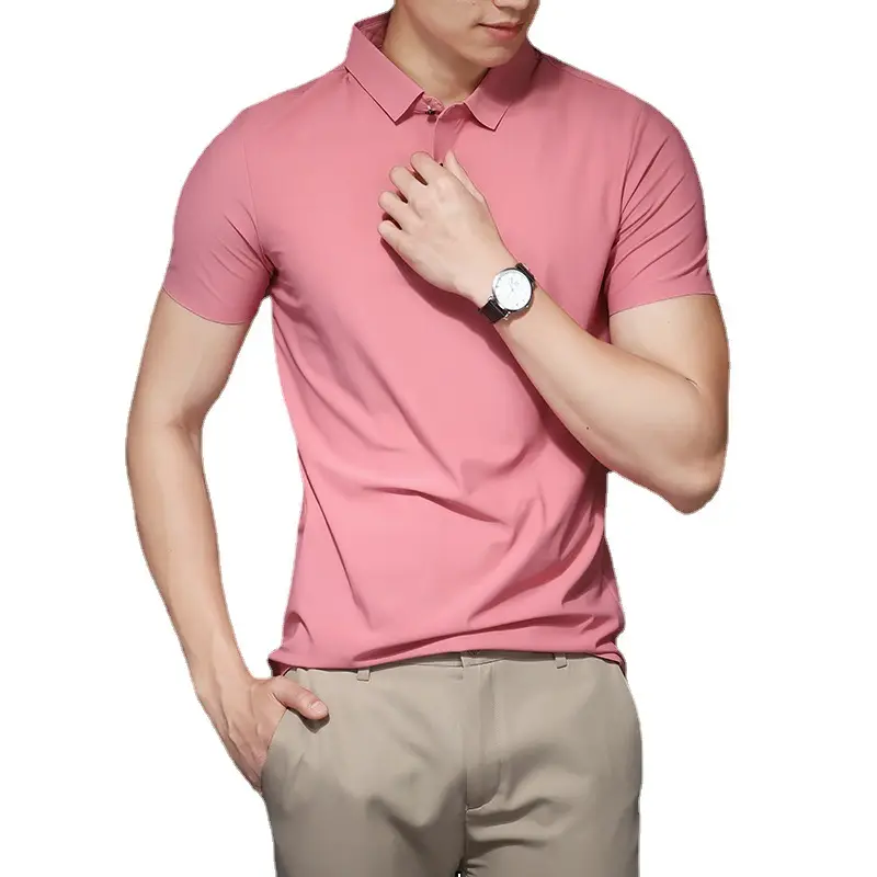 Men's Light Brown Polo T-Shirt Short Sleeve Business Casual - Image 20