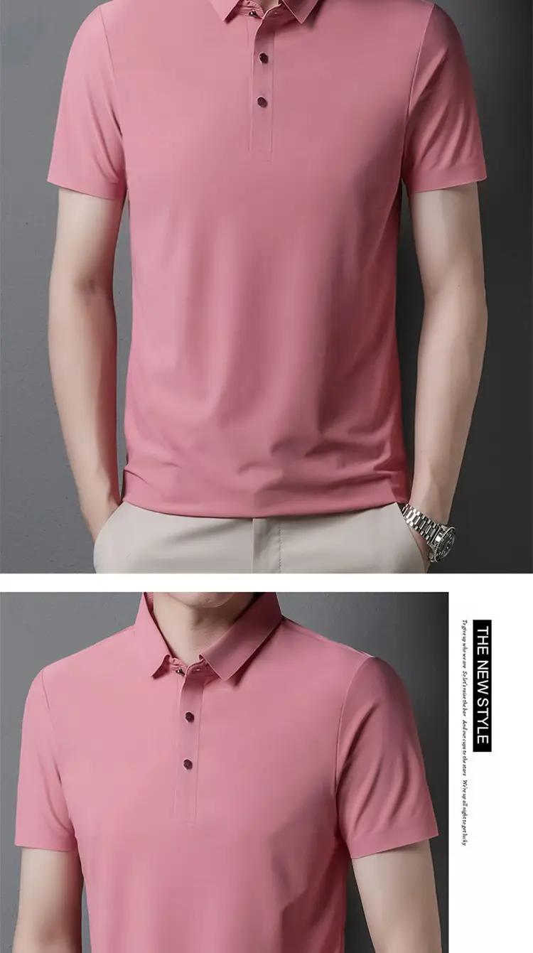 Men's Light Brown Polo T-Shirt Short Sleeve Business Casual — feature 15