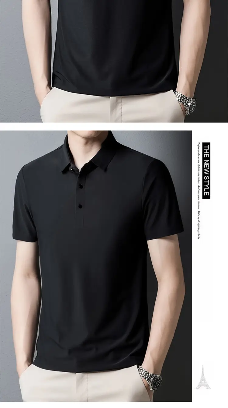 Men's Light Brown Polo T-Shirt Short Sleeve Business Casual — feature 21