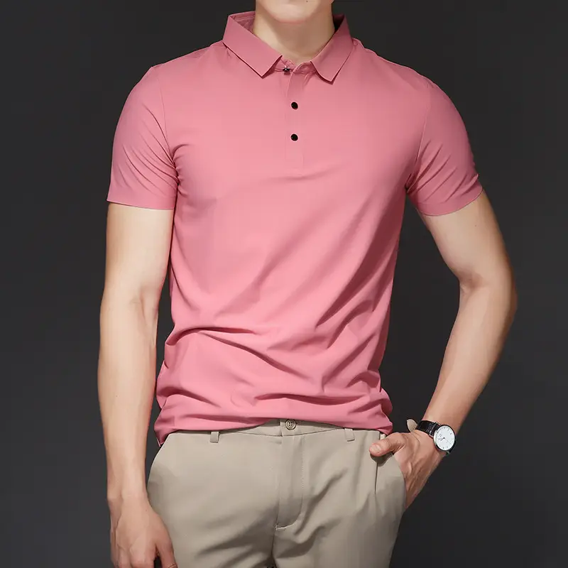 Men's Light Brown Polo T-Shirt Short Sleeve Business Casual - Image 9
