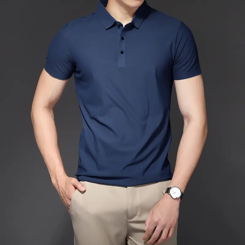 Men's Light Brown Polo T-Shirt Short Sleeve Business Casual - Image 10
