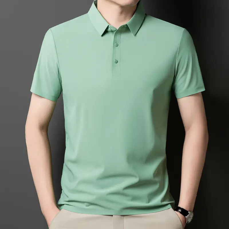Men's Light Brown Polo T-Shirt Short Sleeve Business Casual - Image 12