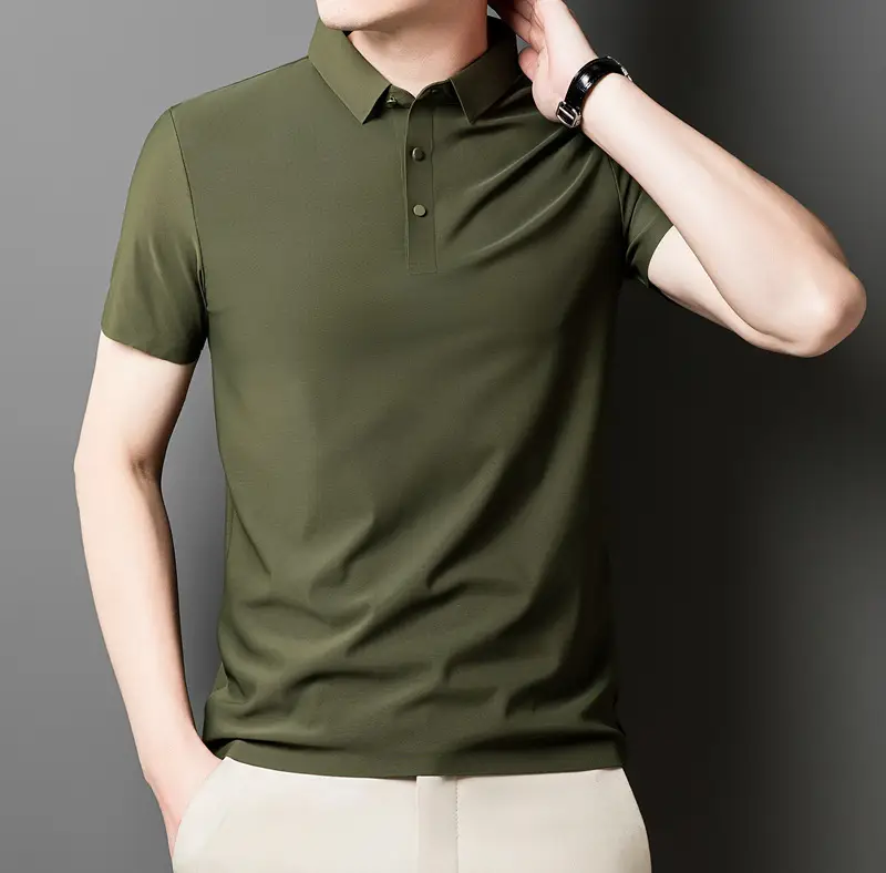 Men's Light Brown Polo T-Shirt Short Sleeve Business Casual - Image 13