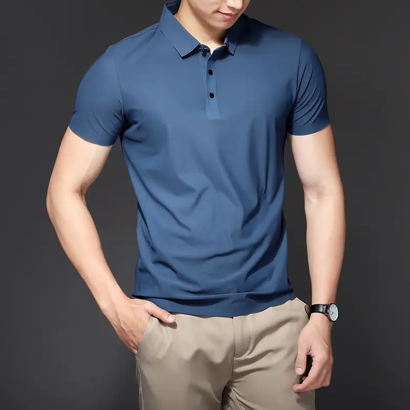 Men's Light Brown Polo T-Shirt Short Sleeve Business Casual - Image 4