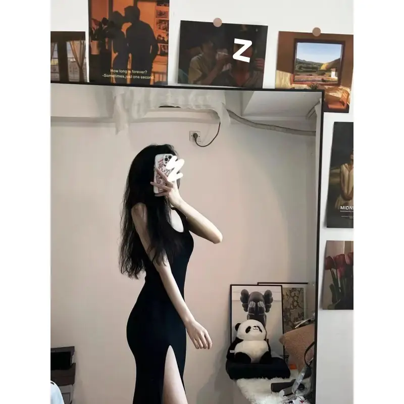 Black Hip-Hugging Slim Fit Dress for Girls 2025 - Image 5