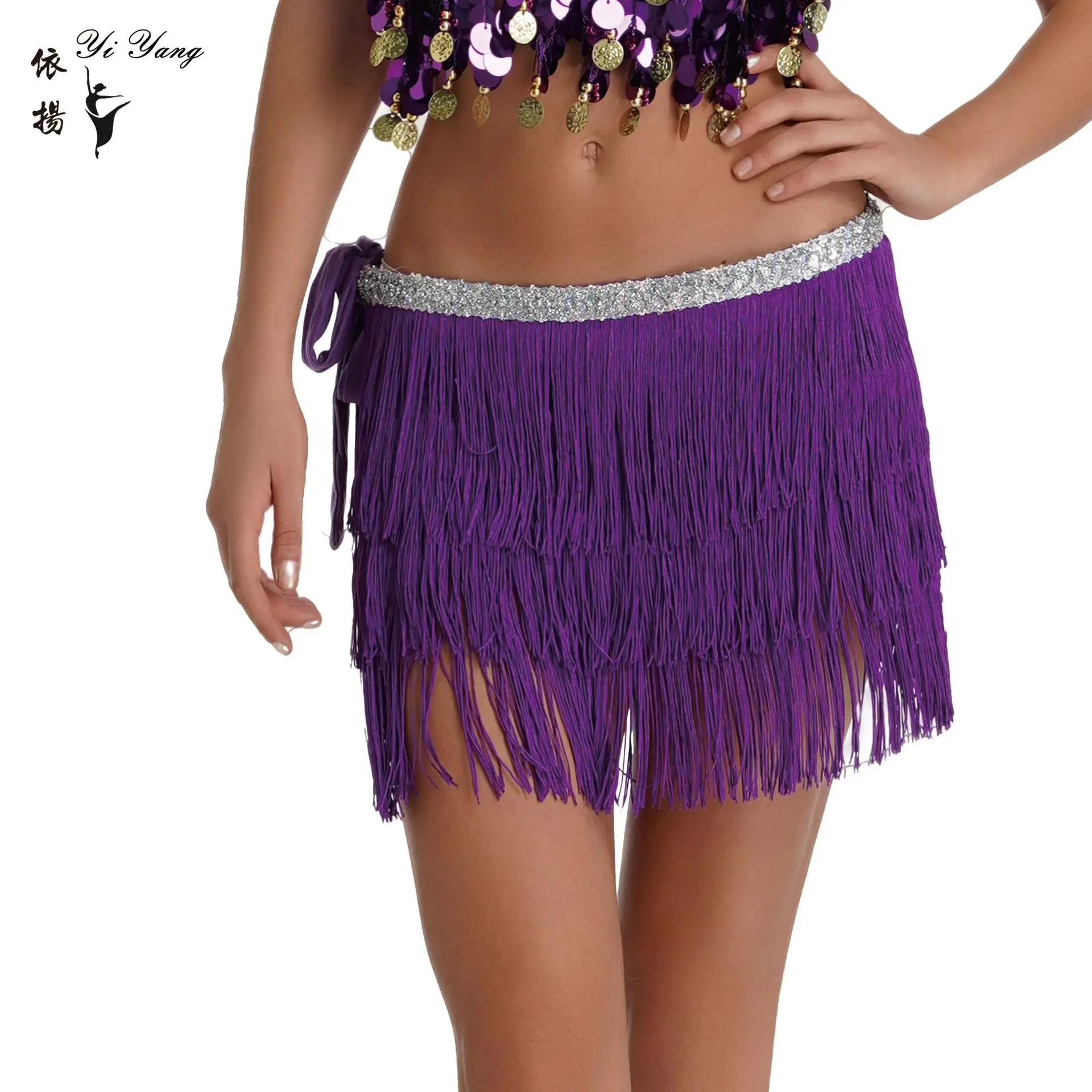 Sexy Yellow Tassel Scarf Hip Belt Latin Dance Strap - Image 6
