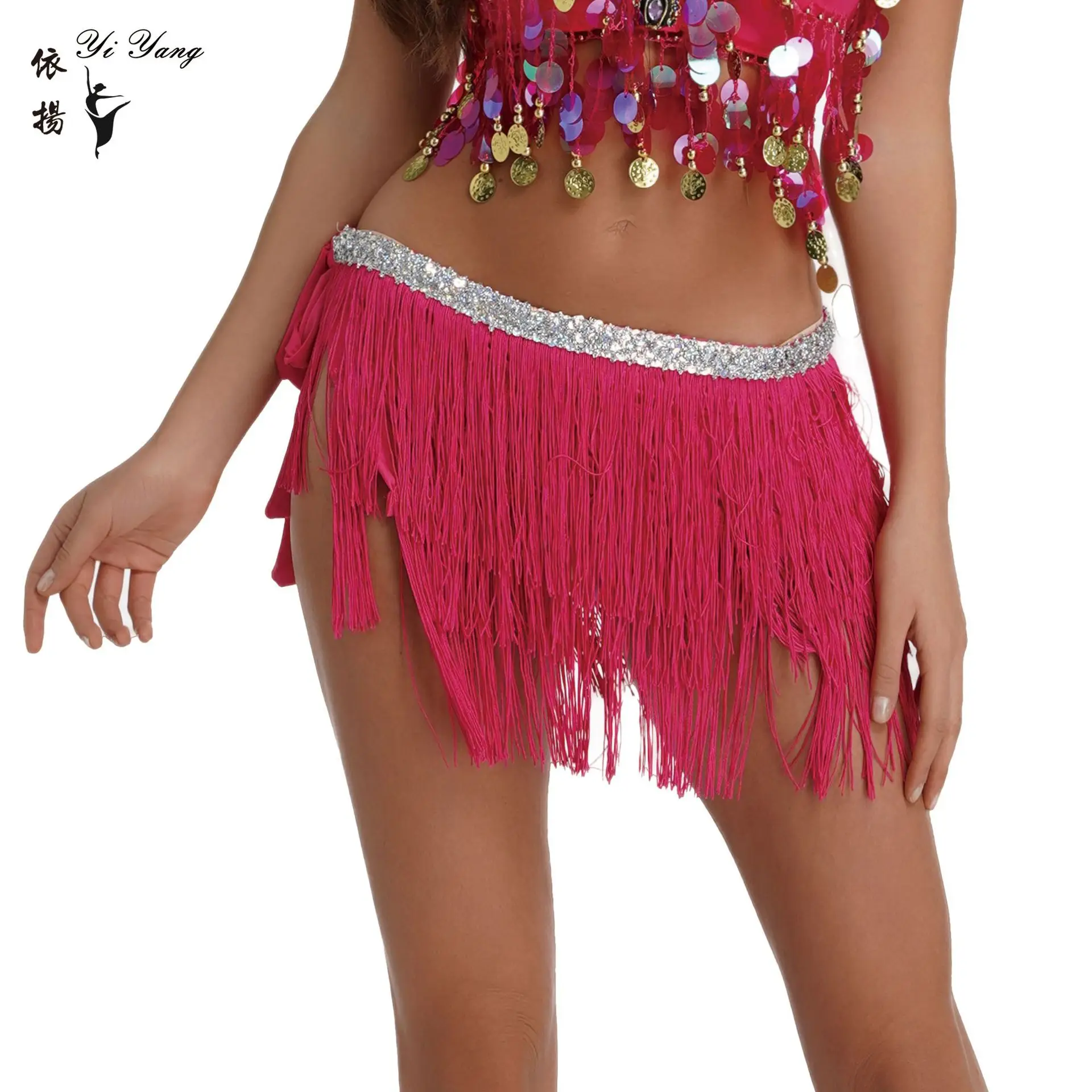Sexy Yellow Tassel Scarf Hip Belt Latin Dance Strap - Image 2