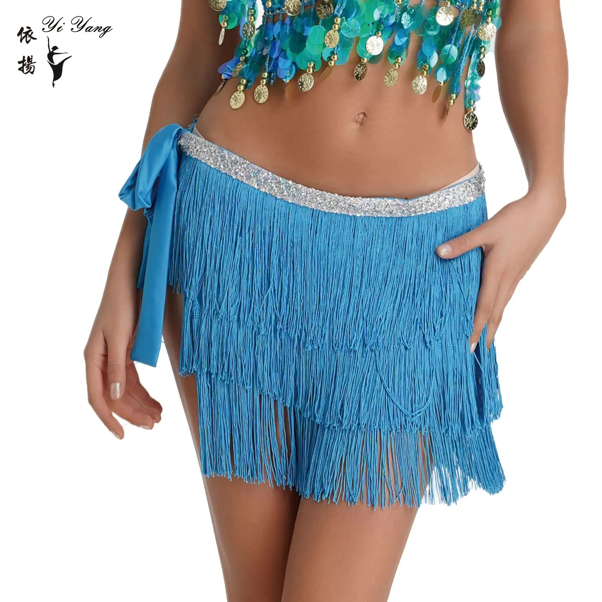 Sexy Yellow Tassel Scarf Hip Belt Latin Dance Strap - Image 5