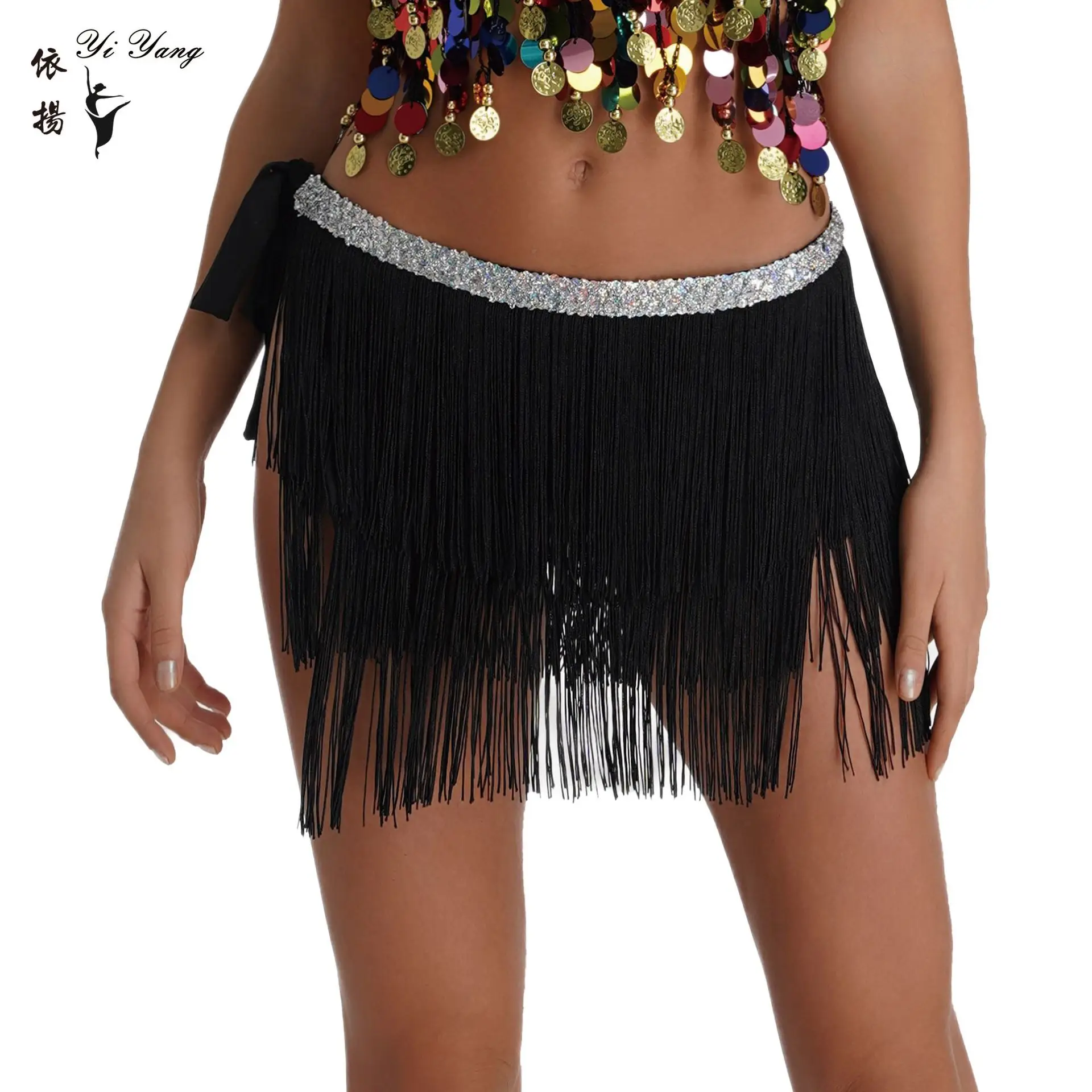 Sexy Yellow Tassel Scarf Hip Belt Latin Dance Strap - Image 7