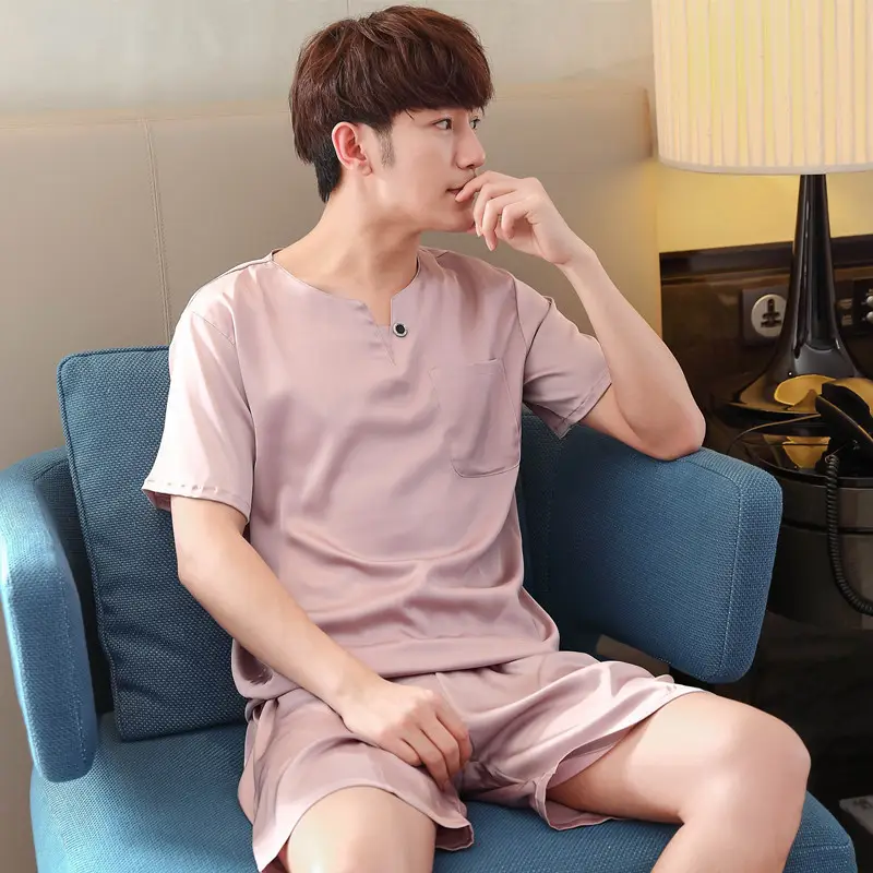 Men's Ice Silk Pajamas Extra Large Shorts Set - Image 3