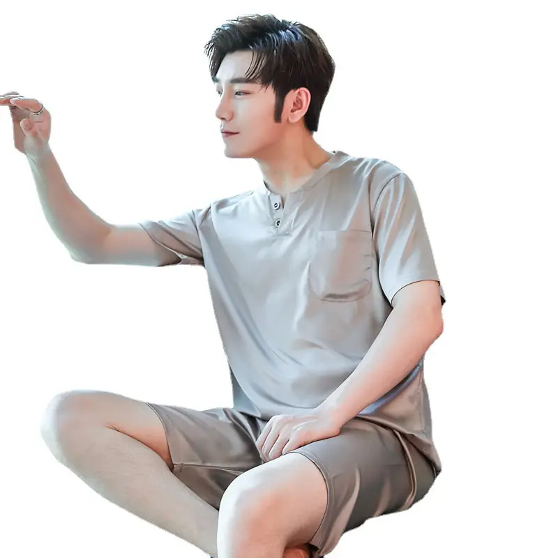 Men's Ice Silk Pajamas Extra Large Shorts Set - Image 8