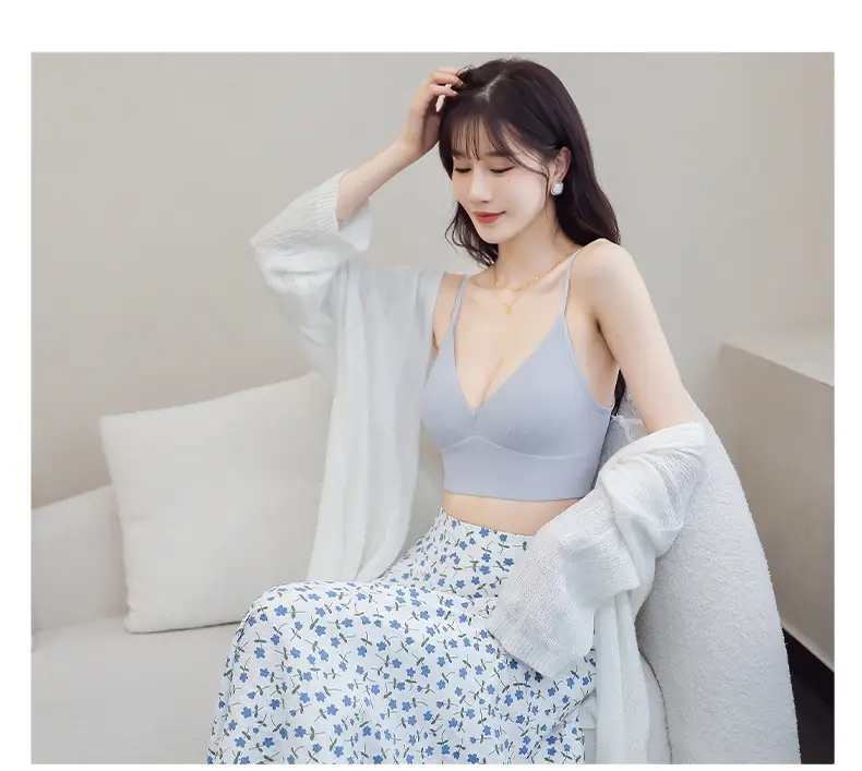 White Wire-Free French Triangle Cup Bra Silk — feature 13