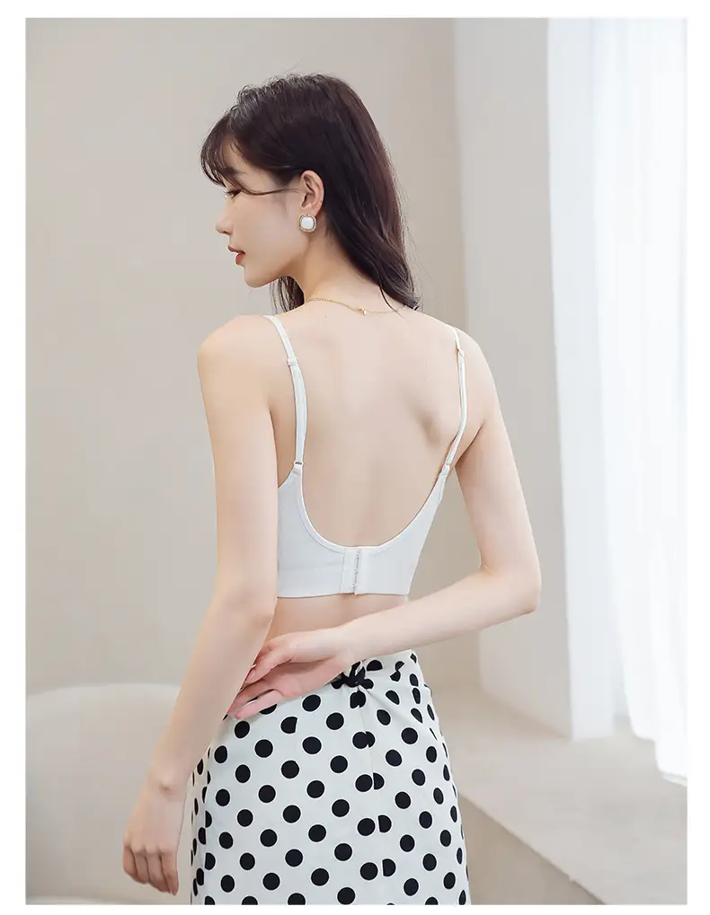 White Wire-Free French Triangle Cup Bra Silk — feature 18