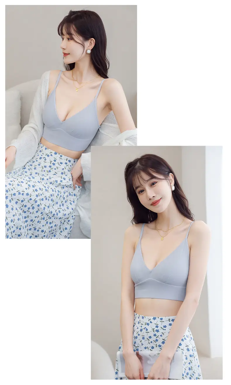 White Wire-Free French Triangle Cup Bra Silk — feature 9