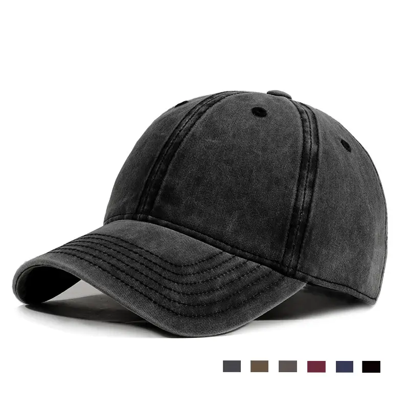 Washed Denim Baseball Cap Maroon 2025 Men Women