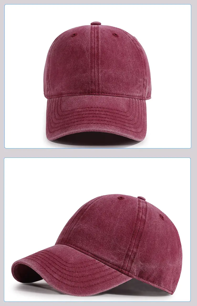 Washed Denim Baseball Cap Maroon 2025 Men Women — feature 12