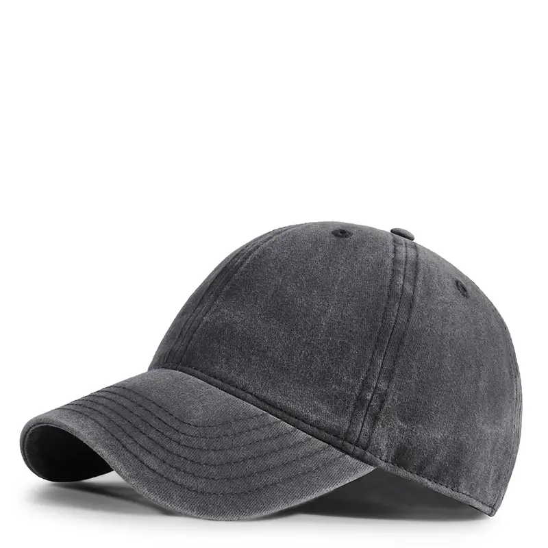 Washed Denim Baseball Cap Maroon 2025 Men Women - Image 3