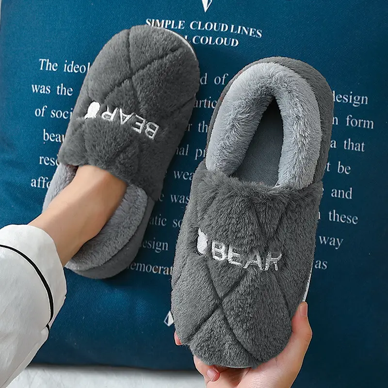 Cotton slippers men's winter bag heel indoor home fleece-lined warm cotton slippers household non-slip men's plus size slippers wholesale - Image 4
