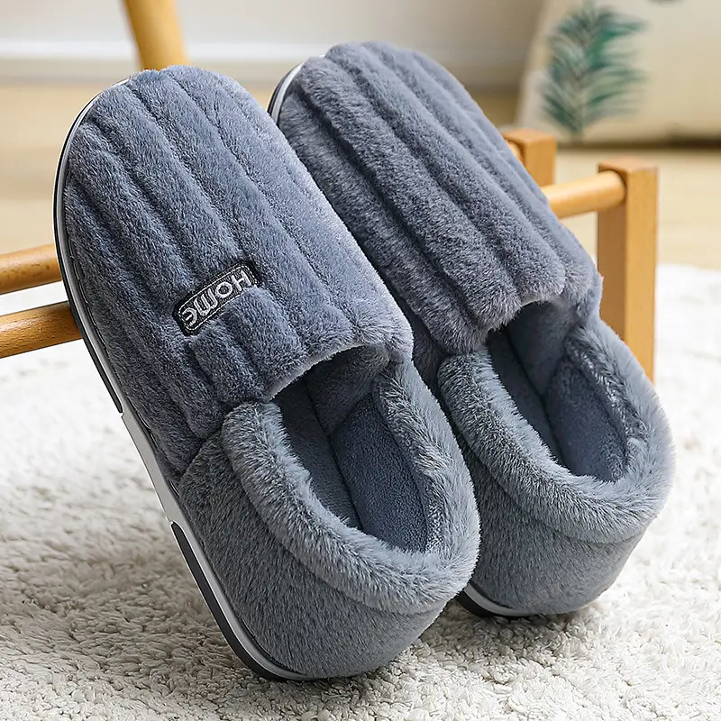 Cotton slippers men's winter bag heel indoor home fleece-lined warm cotton slippers household non-slip men's plus size slippers wholesale - Image 5