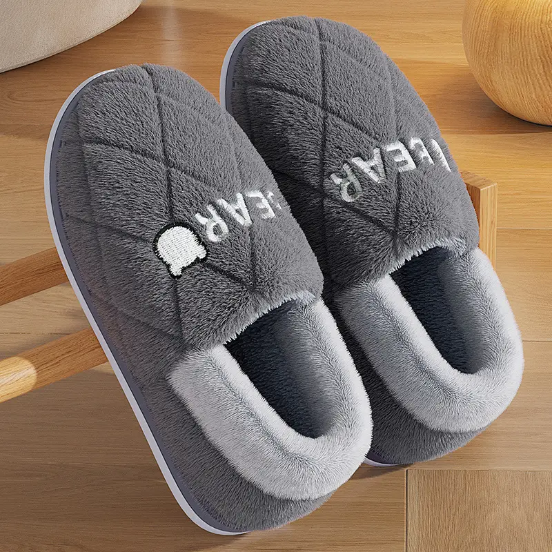 Cotton slippers men's winter bag heel indoor home fleece-lined warm cotton slippers household non-slip men's plus size slippers wholesale - Image 6