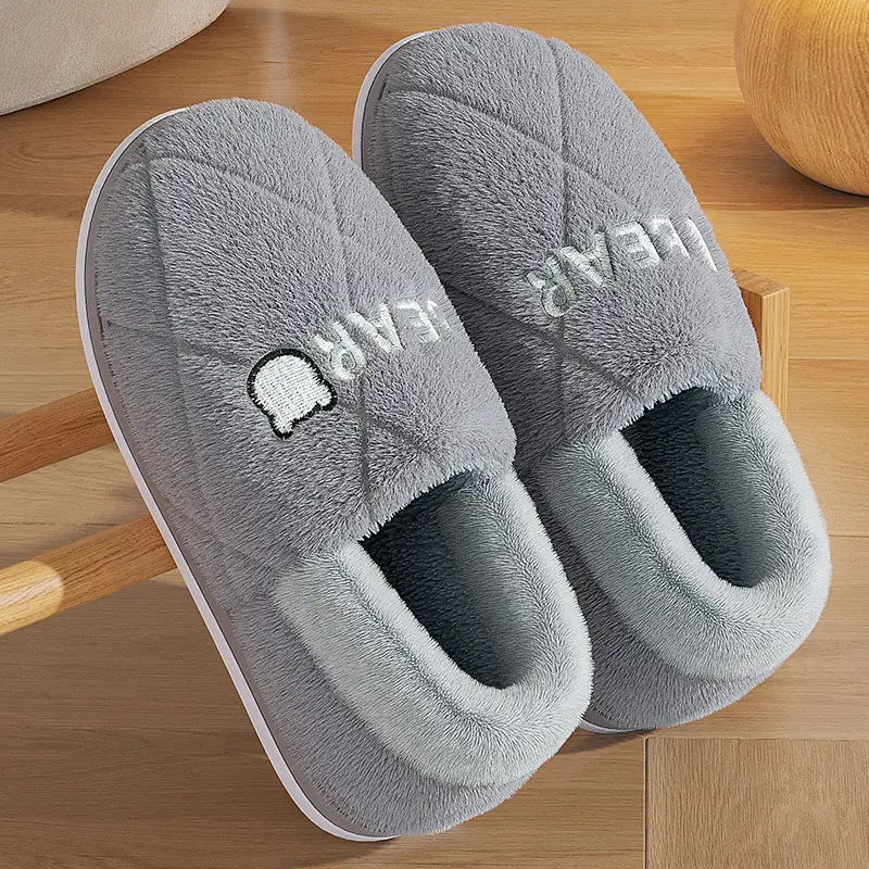 Cotton slippers men's winter bag heel indoor home fleece-lined warm cotton slippers household non-slip men's plus size slippers wholesale - Image 3