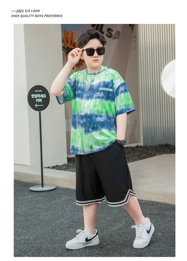 Men Tie-Dye Green Blue T-Shirt Short Sleeve — feature 10