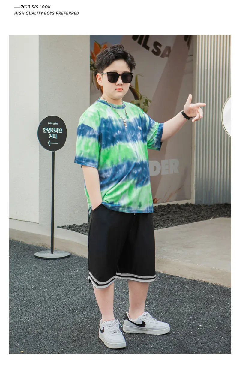 Men Tie-Dye Green Blue T-Shirt Short Sleeve — feature 11