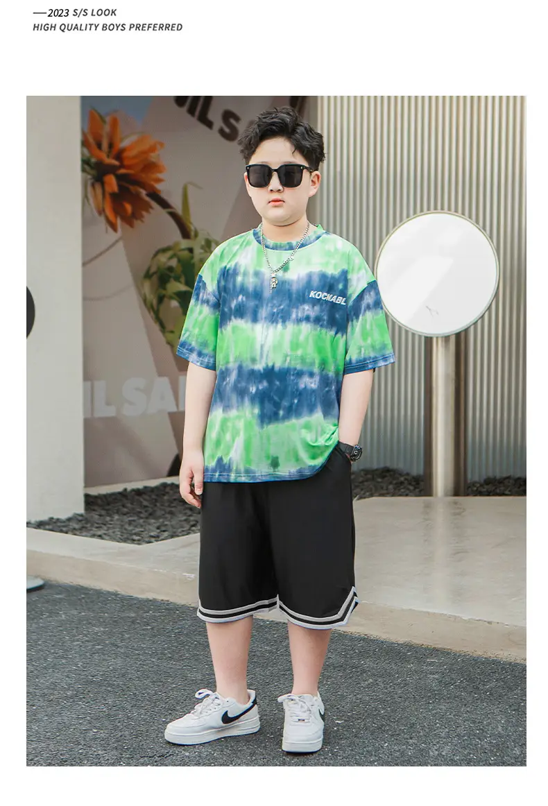 Men Tie-Dye Green Blue T-Shirt Short Sleeve — feature 12