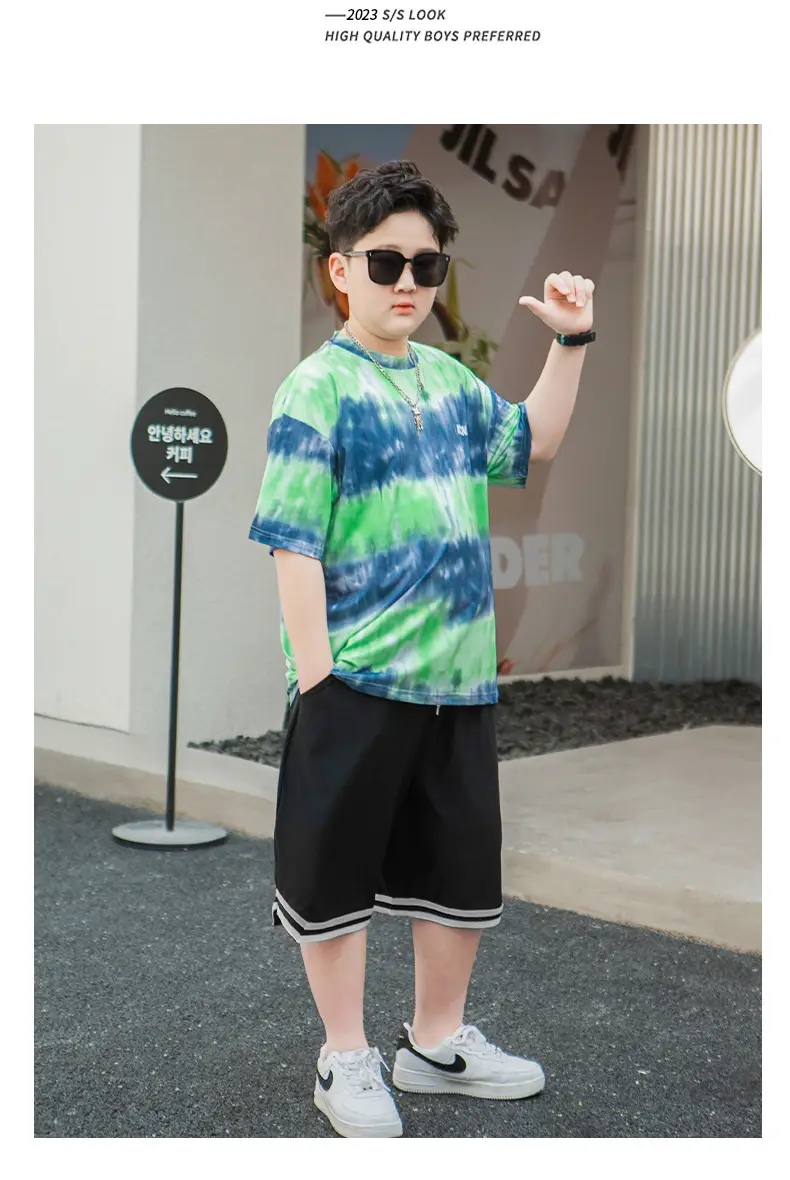 Men Tie-Dye Green Blue T-Shirt Short Sleeve — feature 13