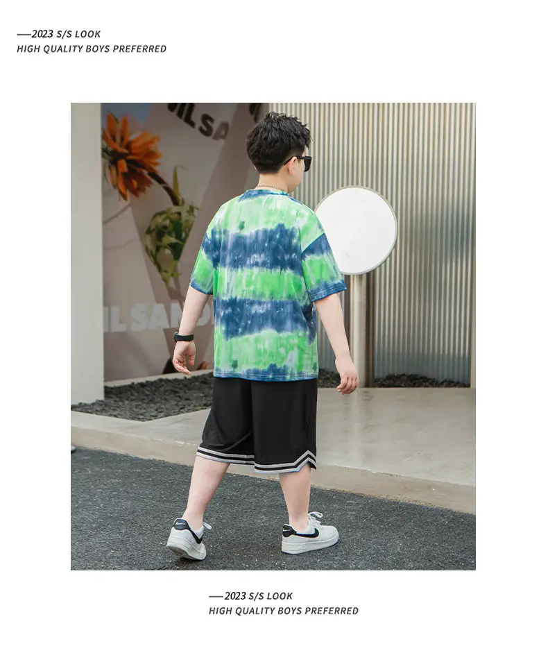 Men Tie-Dye Green Blue T-Shirt Short Sleeve — feature 14