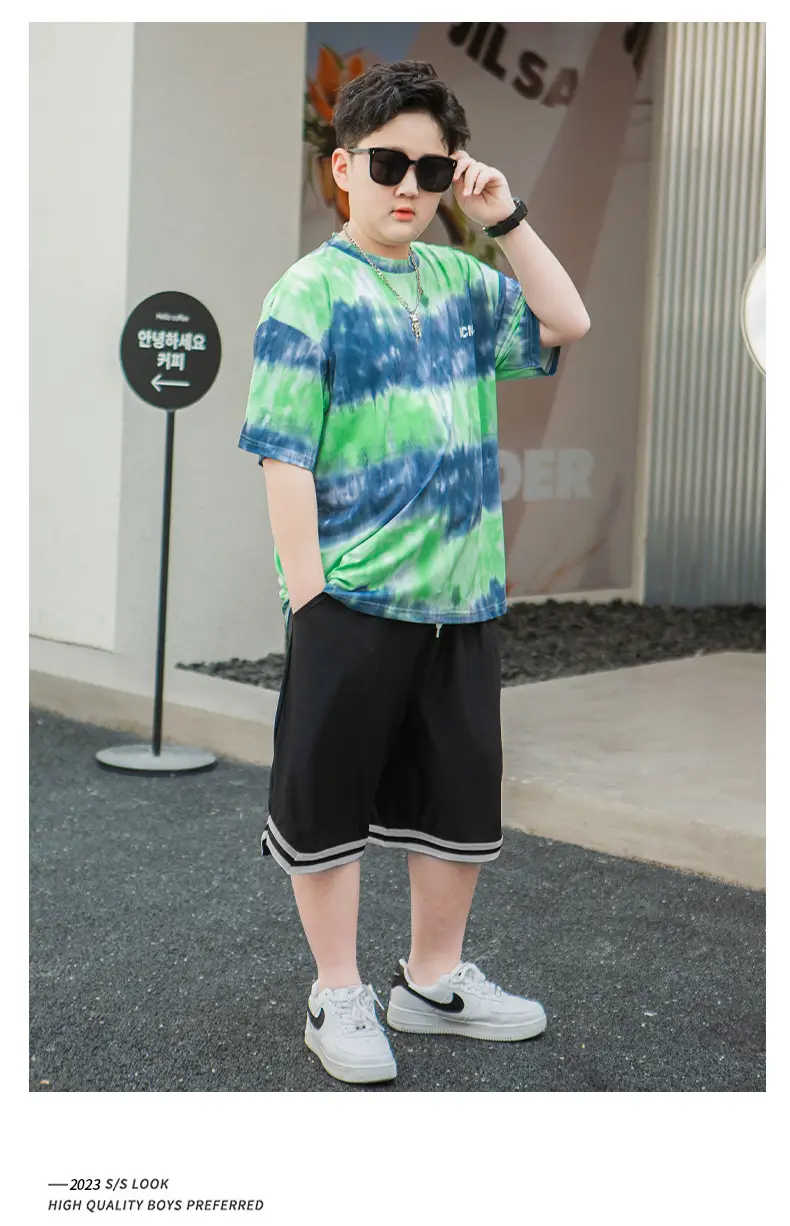 Men Tie-Dye Green Blue T-Shirt Short Sleeve — feature 15