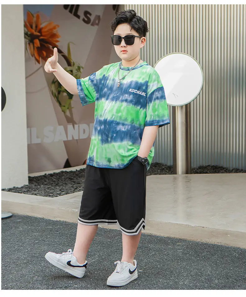 Men Tie-Dye Green Blue T-Shirt Short Sleeve — feature 16