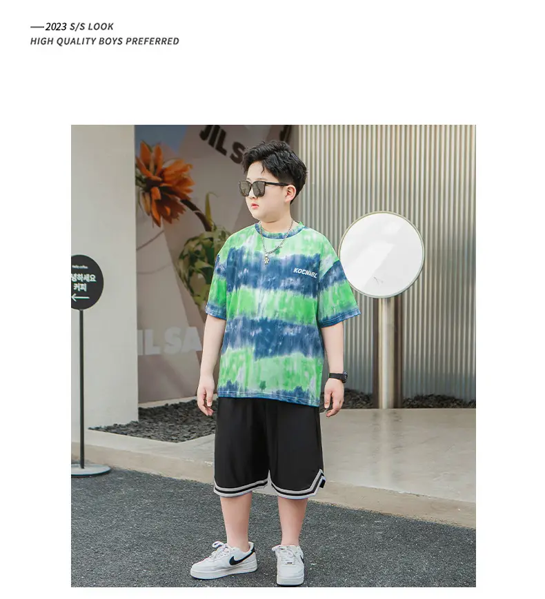 Men Tie-Dye Green Blue T-Shirt Short Sleeve — feature 8