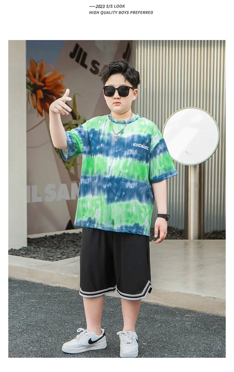 Men Tie-Dye Green Blue T-Shirt Short Sleeve — feature 9