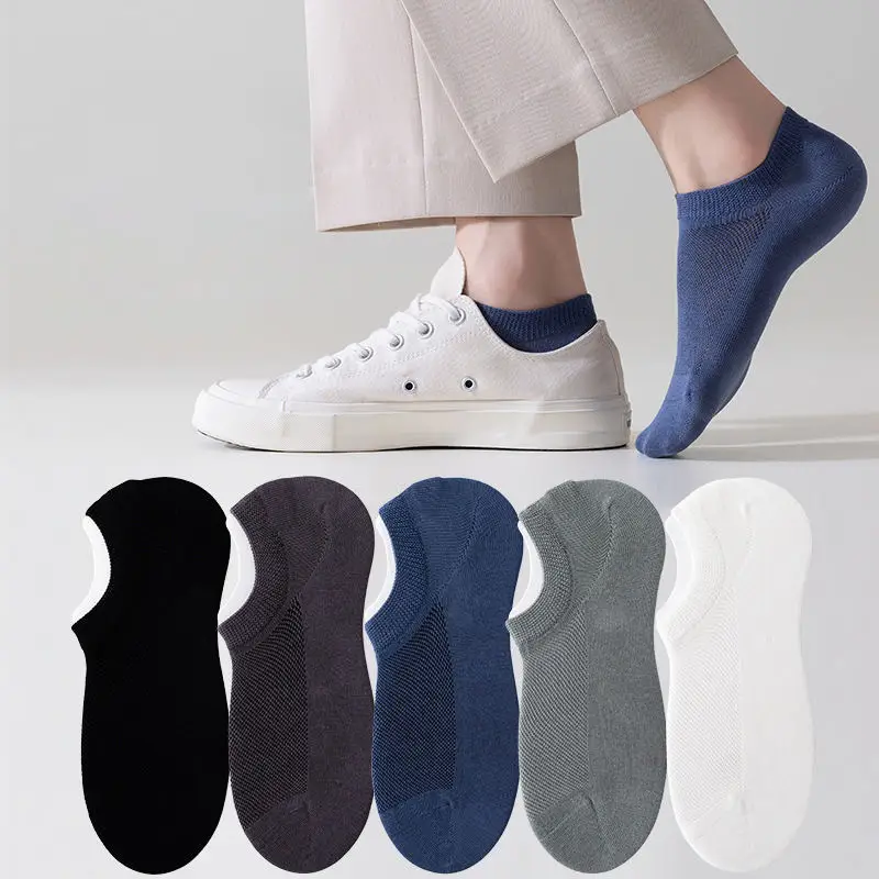 Socks Men's Short Socks Summer Mesh Low Stinker Absorbent Summer Thin Sports Breathable Low Mouth Lug Boat Socks