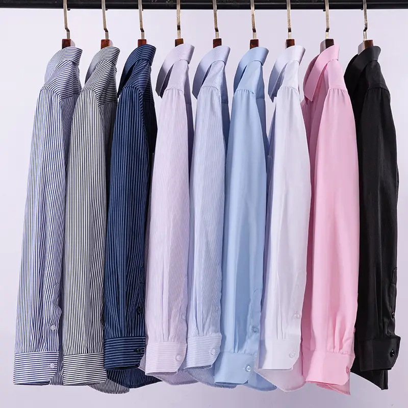 Plus-Size Men's Blue Shirts No-Iron Wrinkle Resistant - Image 20