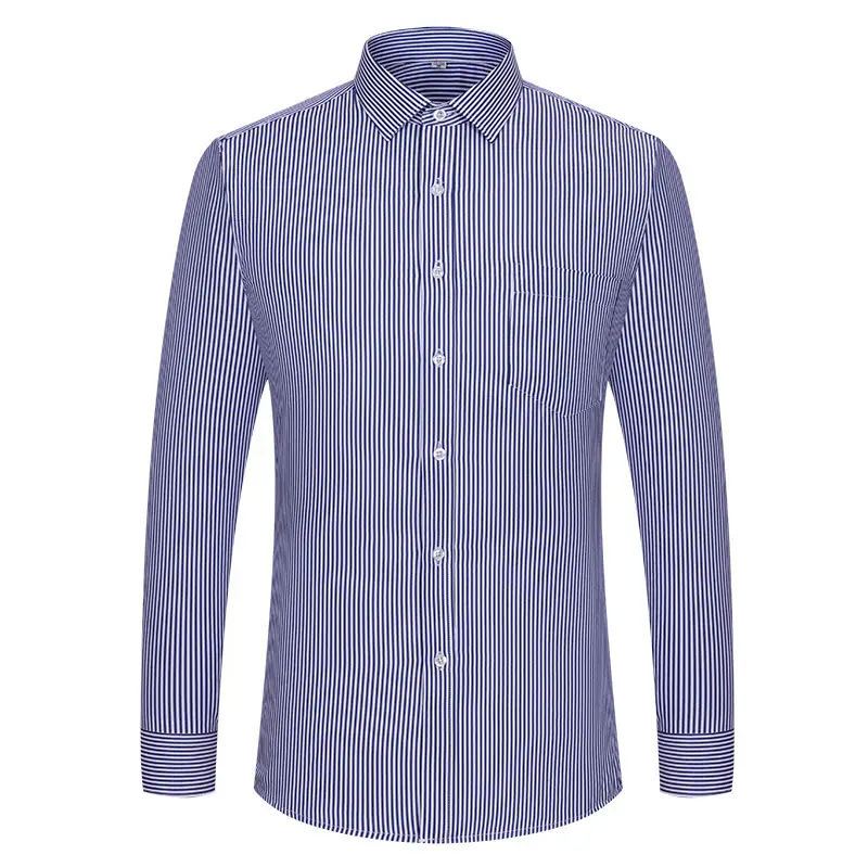 Plus-Size Men's Blue Shirts No-Iron Wrinkle Resistant - Image 21