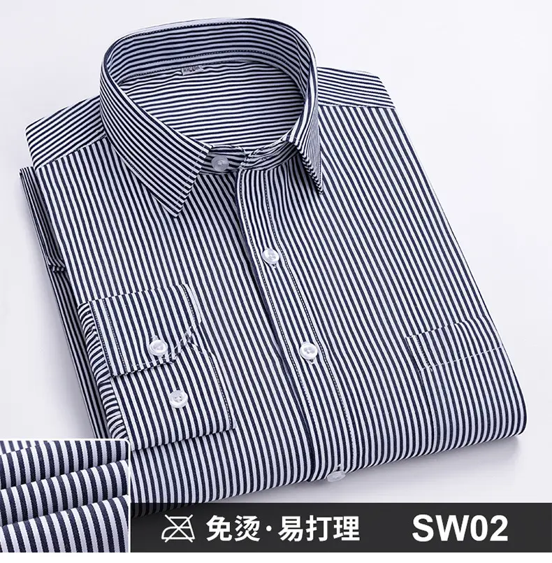 Plus-Size Men's Blue Shirts No-Iron Wrinkle Resistant — feature 20