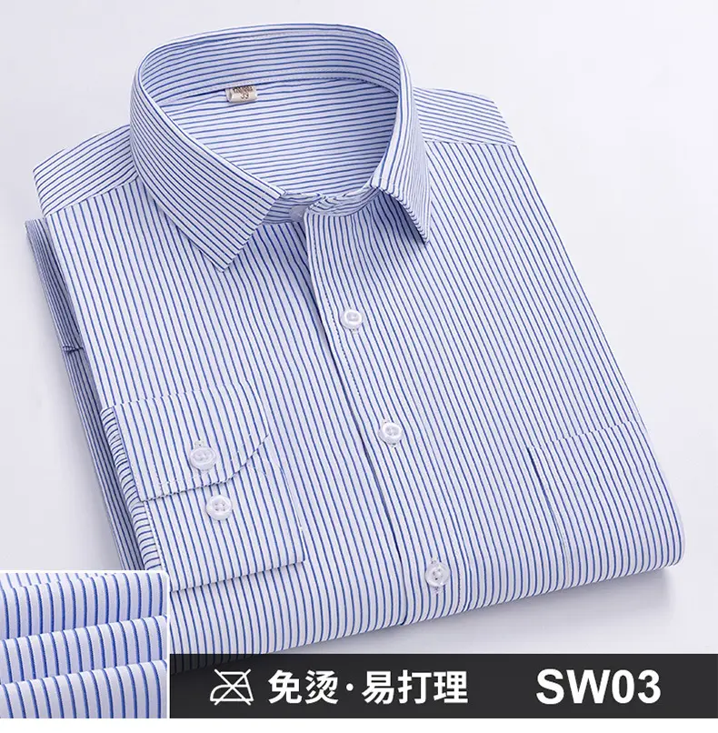 Plus-Size Men's Blue Shirts No-Iron Wrinkle Resistant — feature 21