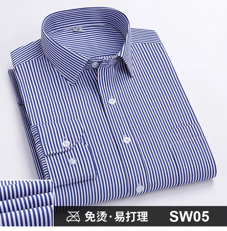 Plus-Size Men's Blue Shirts No-Iron Wrinkle Resistant — feature 22
