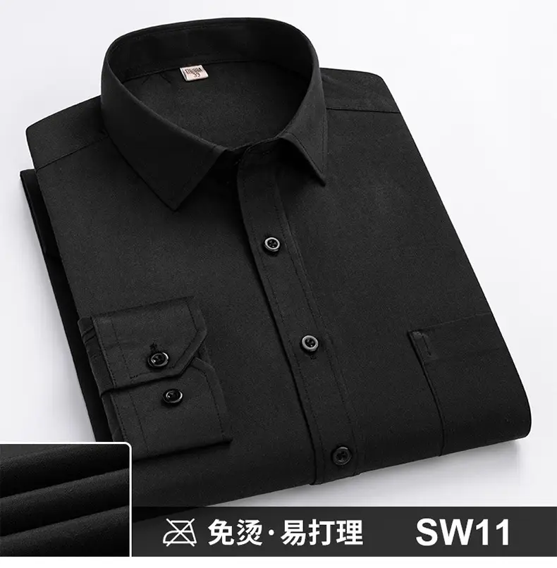 Plus-Size Men's Blue Shirts No-Iron Wrinkle Resistant — feature 27