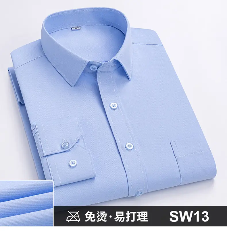 Plus-Size Men's Blue Shirts No-Iron Wrinkle Resistant — feature 29