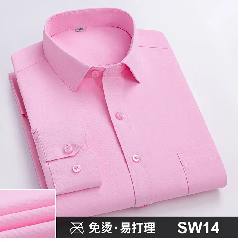 Plus-Size Men's Blue Shirts No-Iron Wrinkle Resistant — feature 30