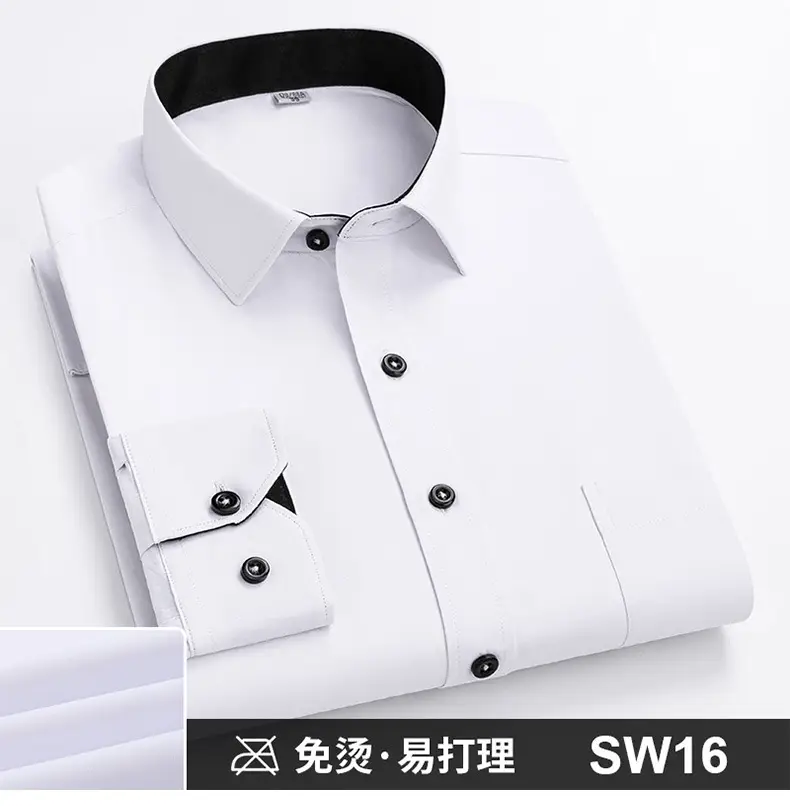 Plus-Size Men's Blue Shirts No-Iron Wrinkle Resistant — feature 32