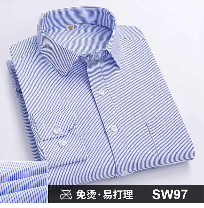 Plus-Size Men's Blue Shirts No-Iron Wrinkle Resistant — feature 35
