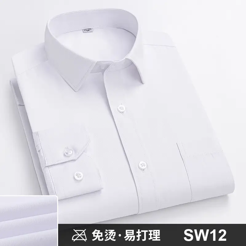 Plus-Size Men's Blue Shirts No-Iron Wrinkle Resistant - Image 10