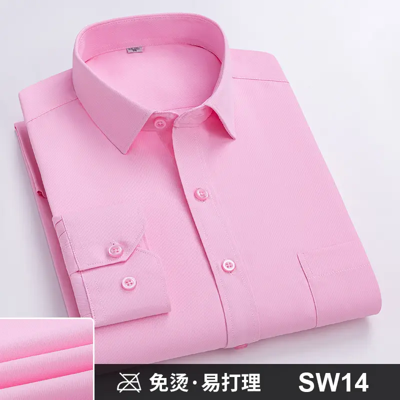 Plus-Size Men's Blue Shirts No-Iron Wrinkle Resistant - Image 12