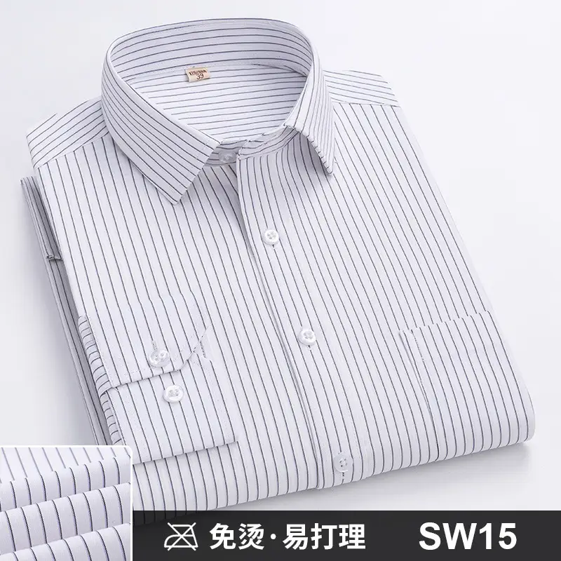 Plus-Size Men's Blue Shirts No-Iron Wrinkle Resistant - Image 13